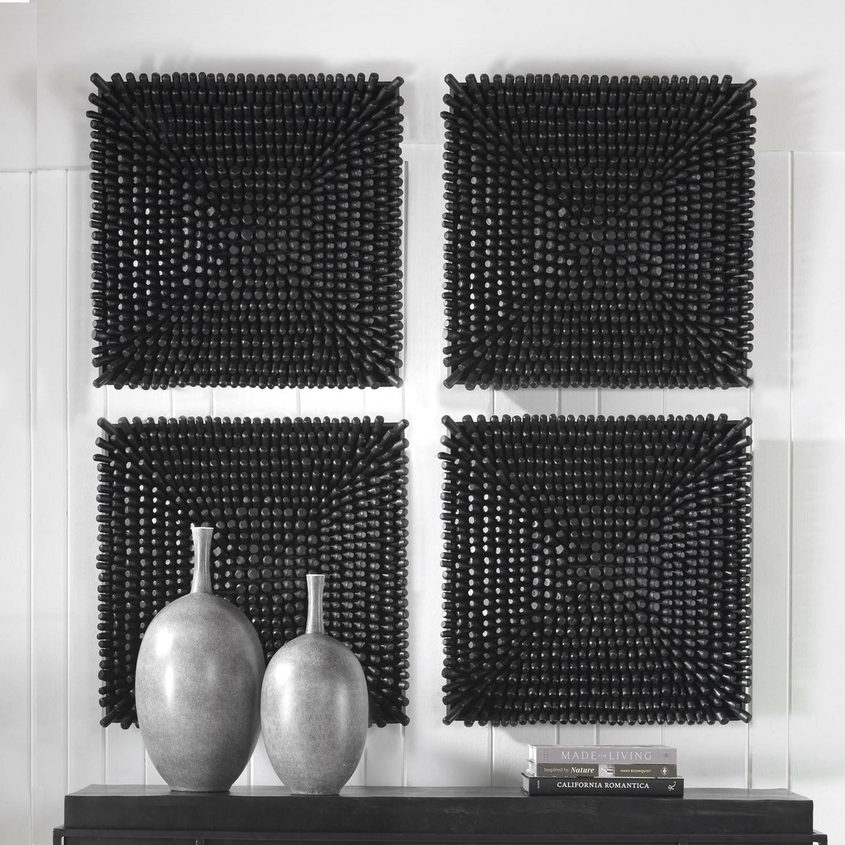 Portside Black Wood Wall Panel.