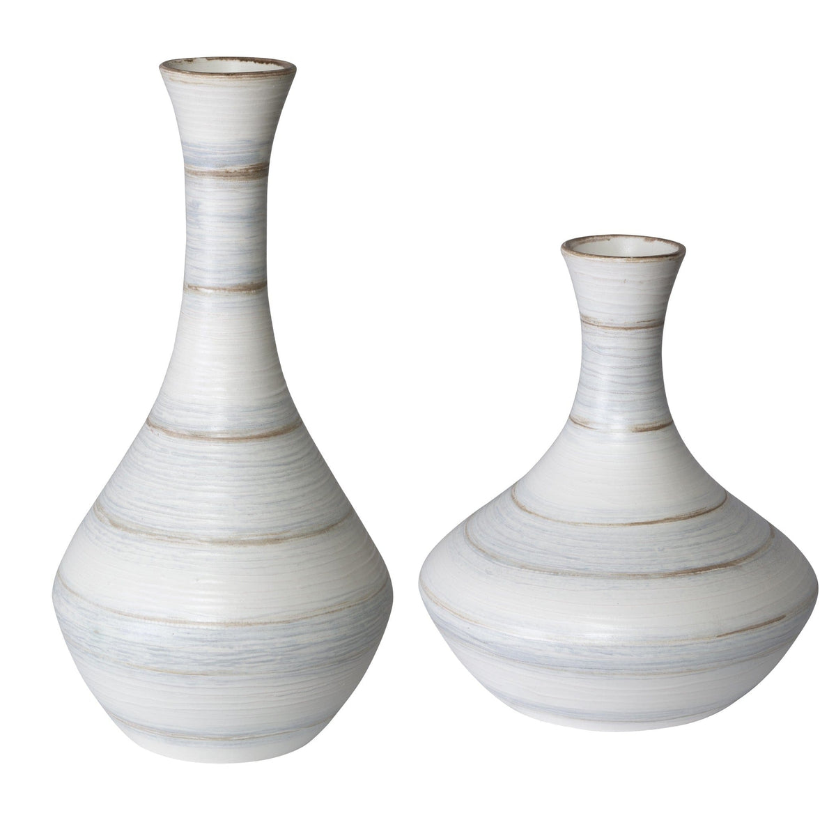 Uttermost Accessories Potter Indoor-Outdoor Fluted Striped Vases, Set of 2 House of Isabella UK