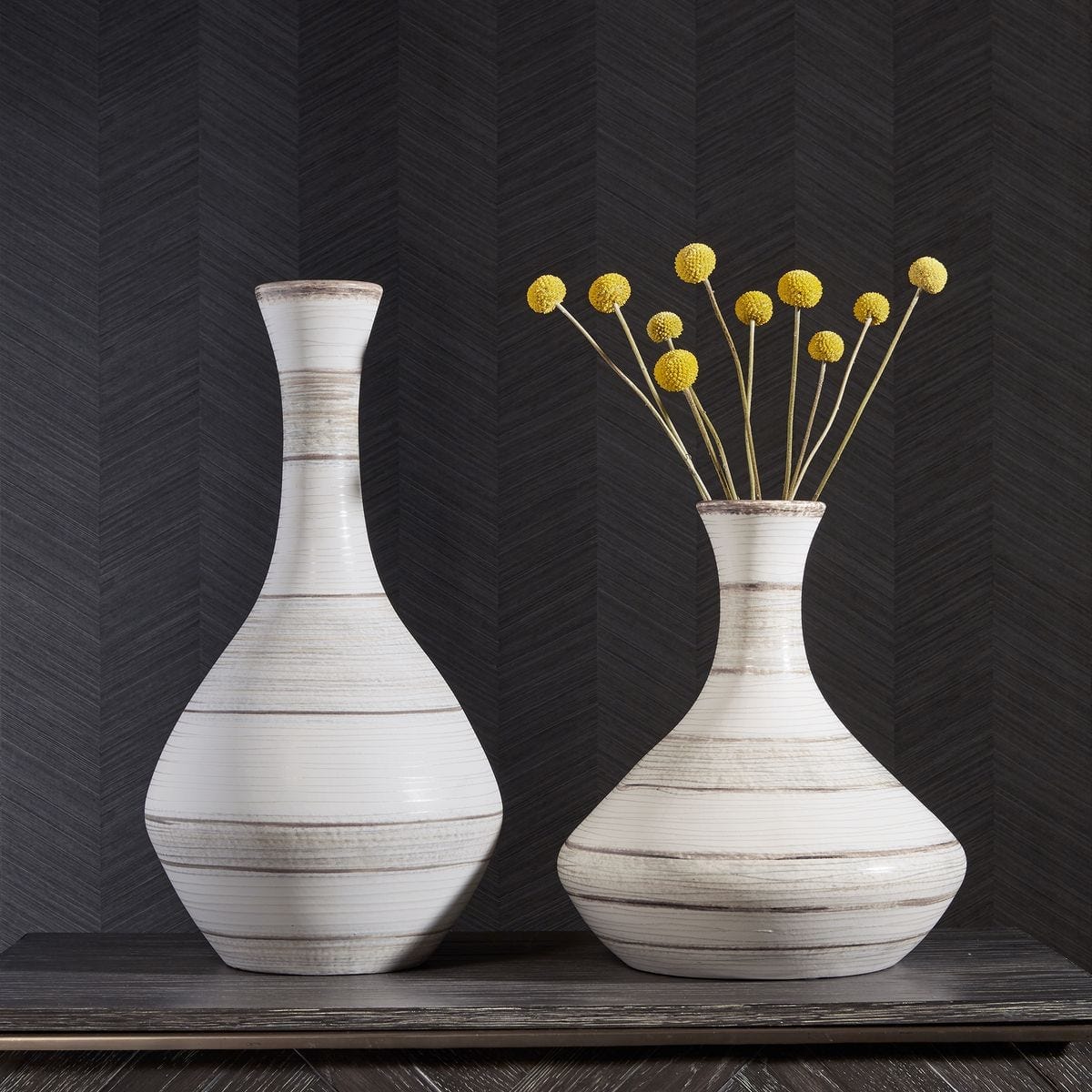 Uttermost Accessories Potter Indoor-Outdoor Fluted Striped Vases, Set of 2 House of Isabella UK