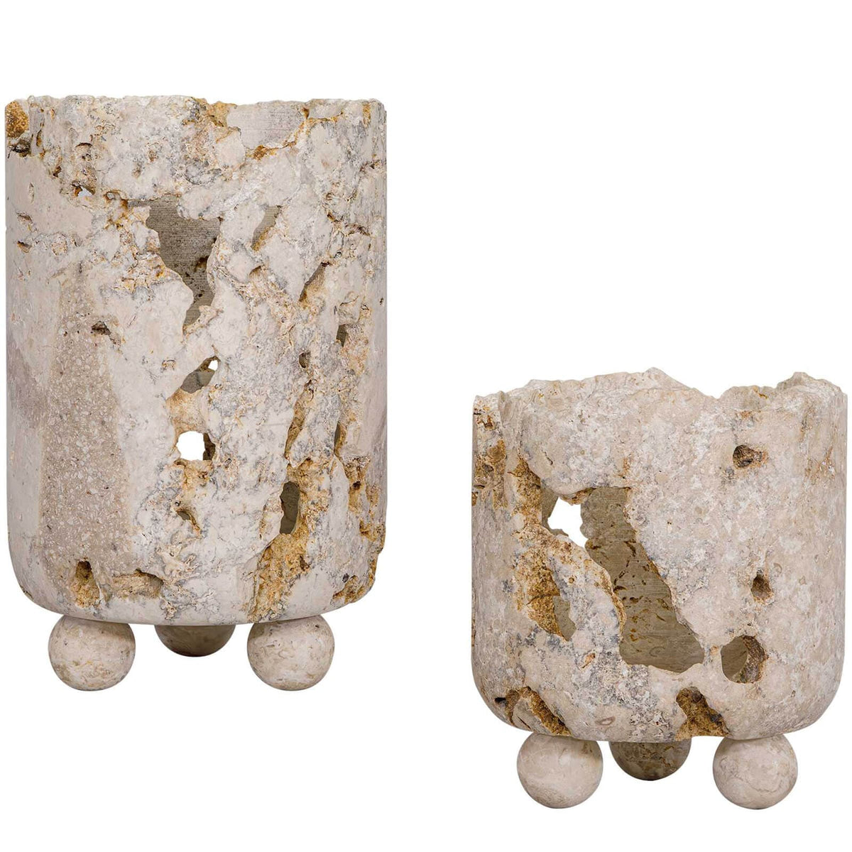 Uttermost Accessories Quarried Stone Indoor-Outdoor Candleholders - Set of 2 House of Isabella UK