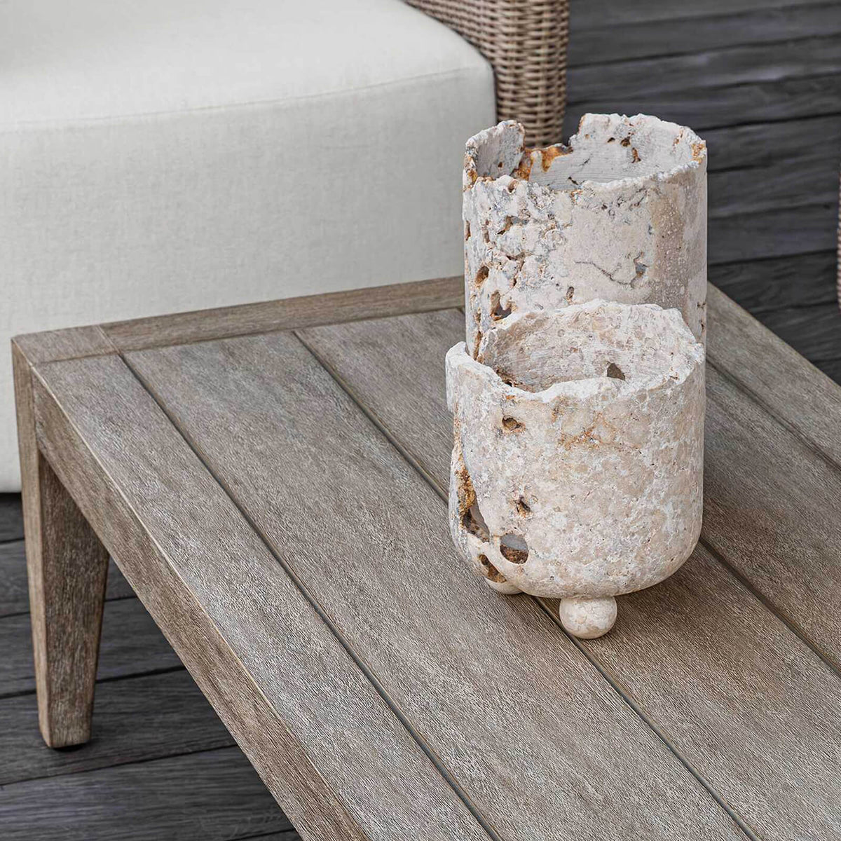Uttermost Accessories Quarried Stone Indoor-Outdoor Candleholders - Set of 2 House of Isabella UK