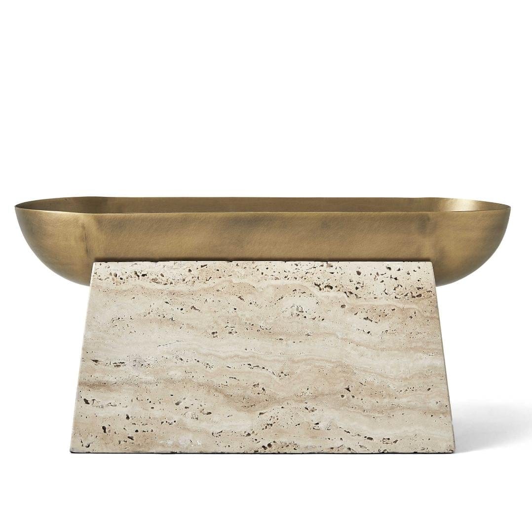Uttermost Accessories Raised Consciousness Travertine & Brass Bowl - Tall House of Isabella UK