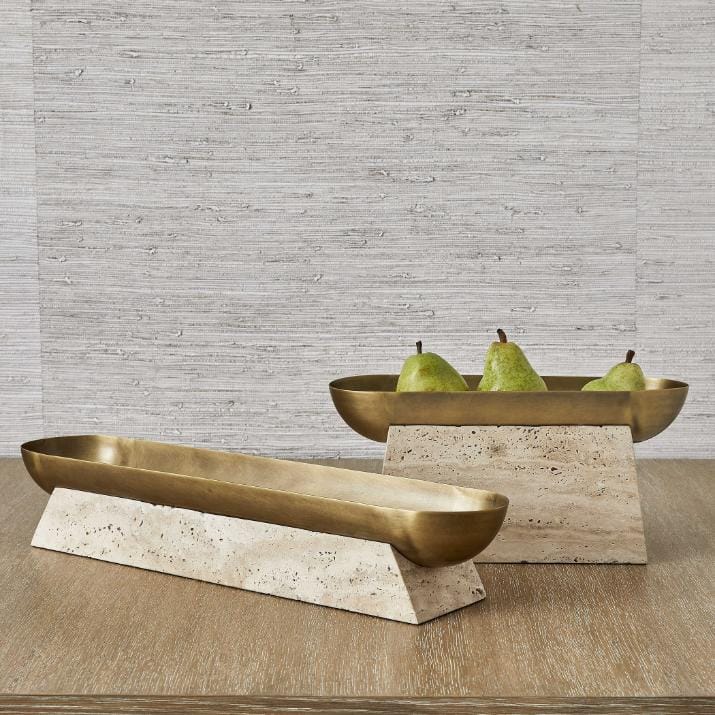 Uttermost Accessories Raised Consciousness Travertine & Brass Bowl - Tall House of Isabella UK