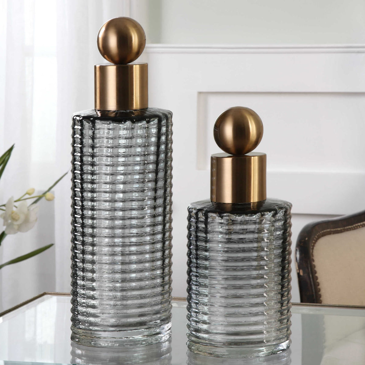 Uttermost Accessories Renato Bottles, S/2 House of Isabella UK