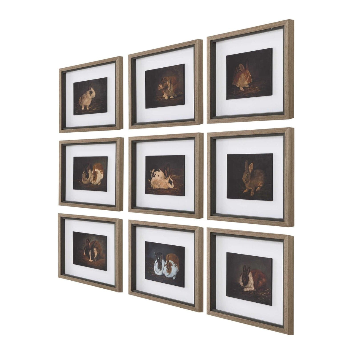 Uttermost Accessories Resting Bunny Framed Prints Set of 9 House of Isabella UK