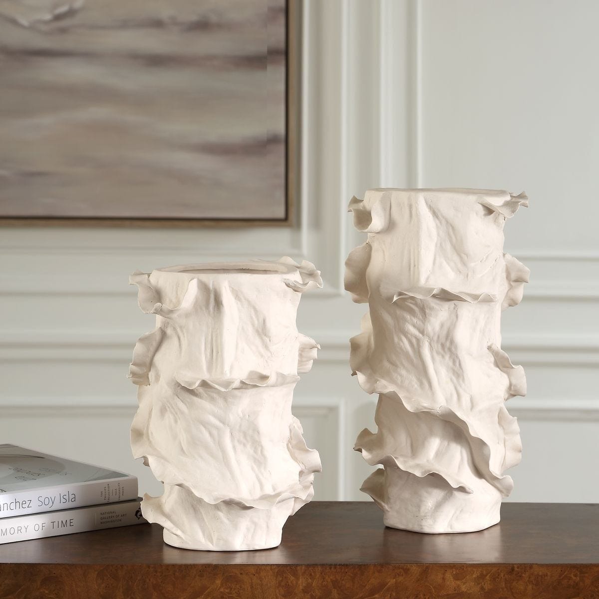 Uttermost Accessories Ripple Crest White Vases Set of 2 House of Isabella UK