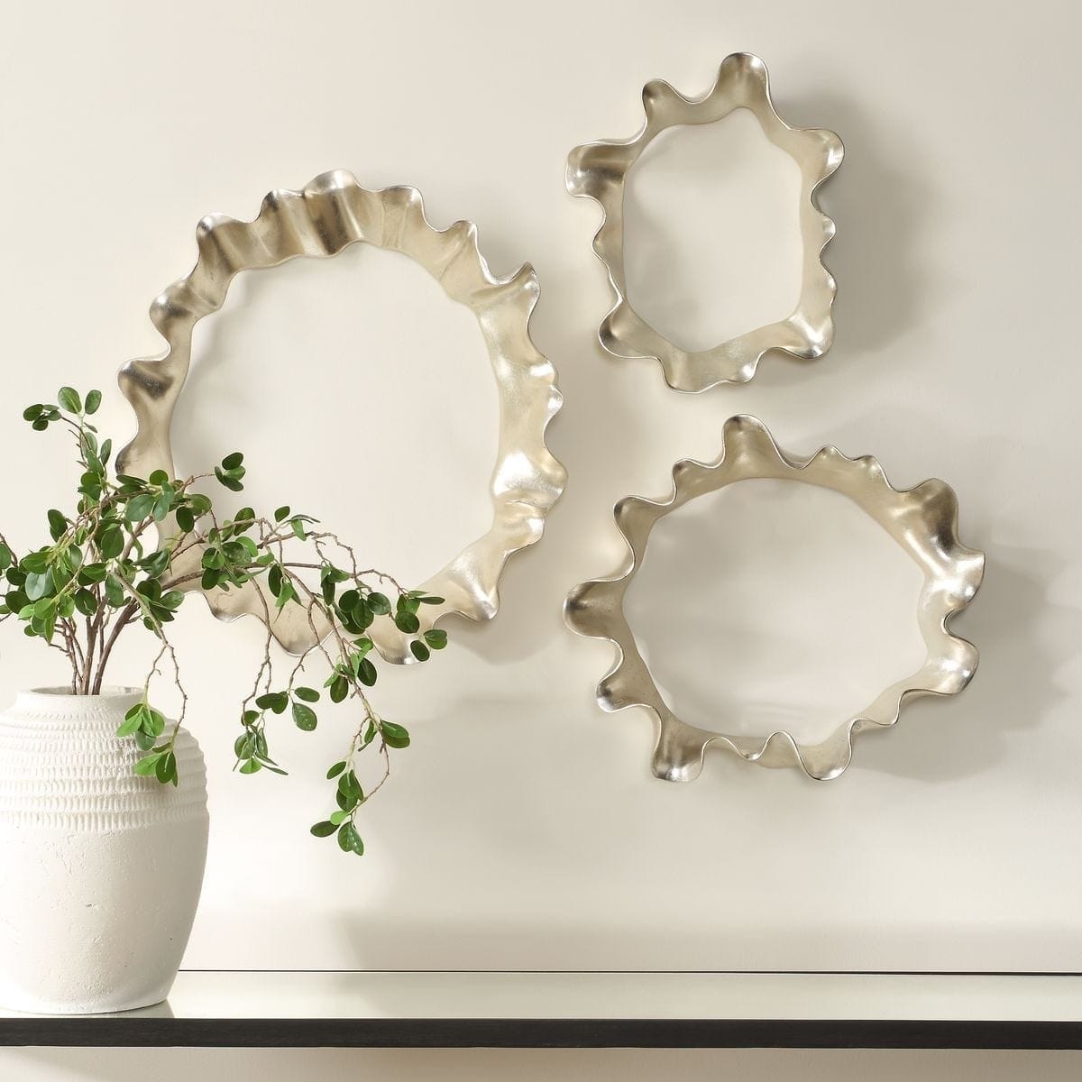 Uttermost Accessories Ripple Effect Silver Wall Art Set of 3 House of Isabella UK