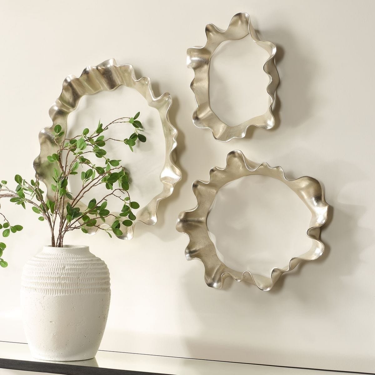 Uttermost Accessories Ripple Effect Silver Wall Art Set of 3 House of Isabella UK