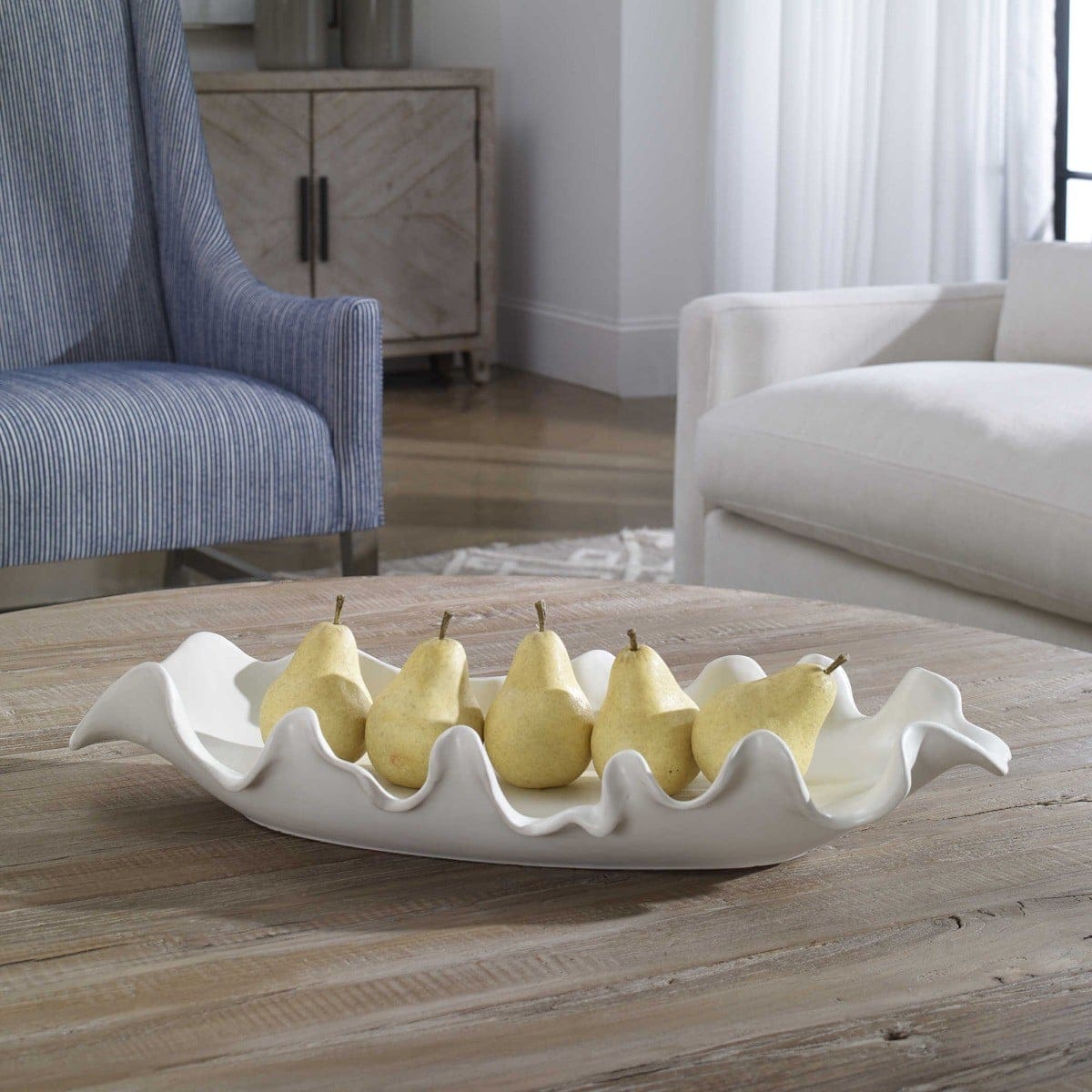 Uttermost Accessories Ruffled Feathers Modern Indoor-Outdoor White Bowl House of Isabella UK