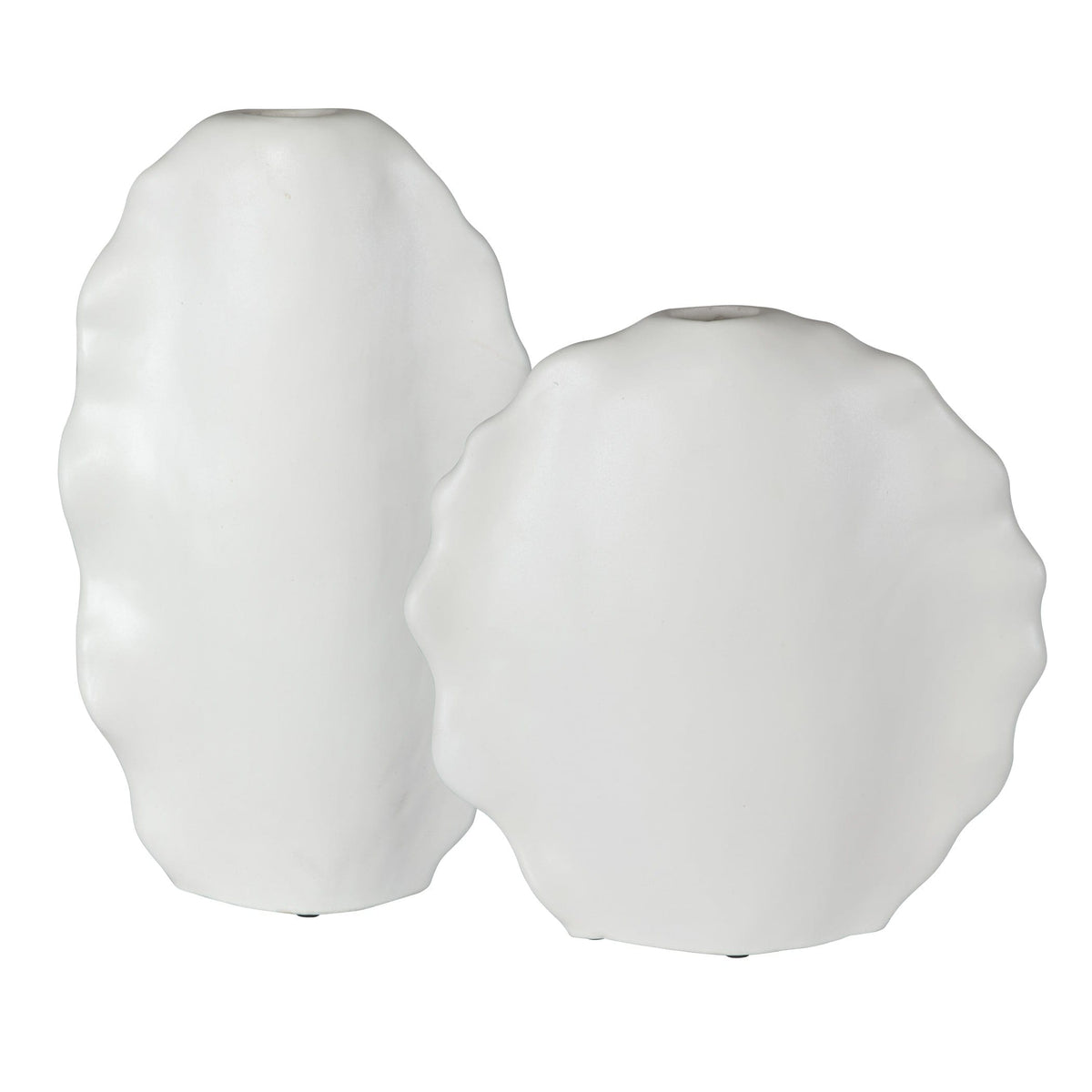 Uttermost Accessories Ruffled Feathers Modern Indoor-Outdoor White Vases, S/2 House of Isabella UK