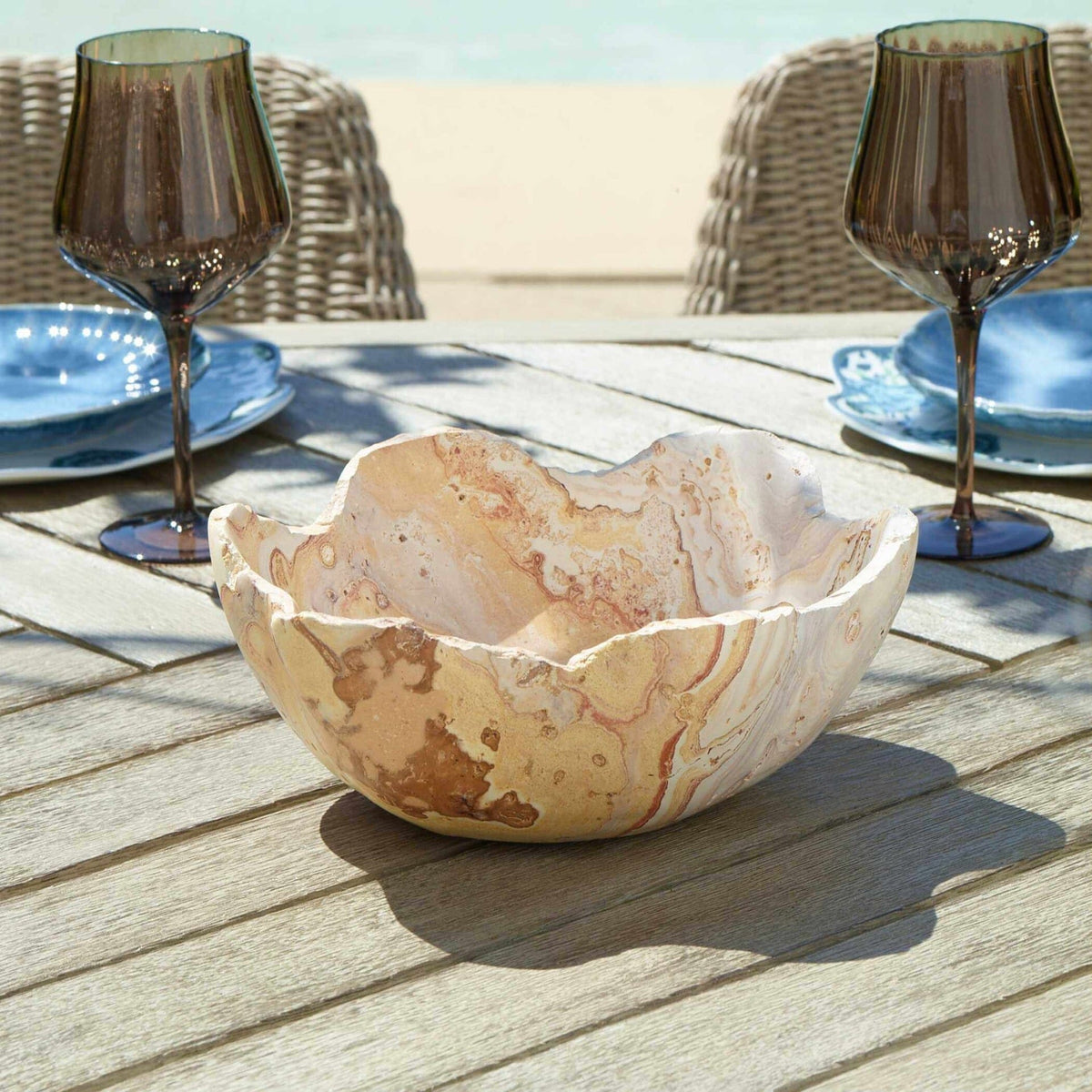 Uttermost Accessories Sahara Bloom Indoor-Outdoor Stone Bowl House of Isabella UK
