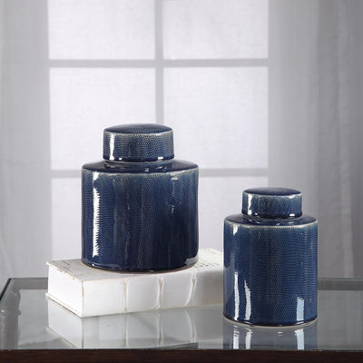 Uttermost Accessories Saniya Blue Containers, S/2 House of Isabella UK