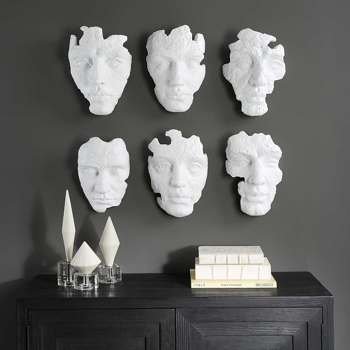 Uttermost Accessories Self-Portrait White Mask Wall Décor - Set of 6 House of Isabella UK