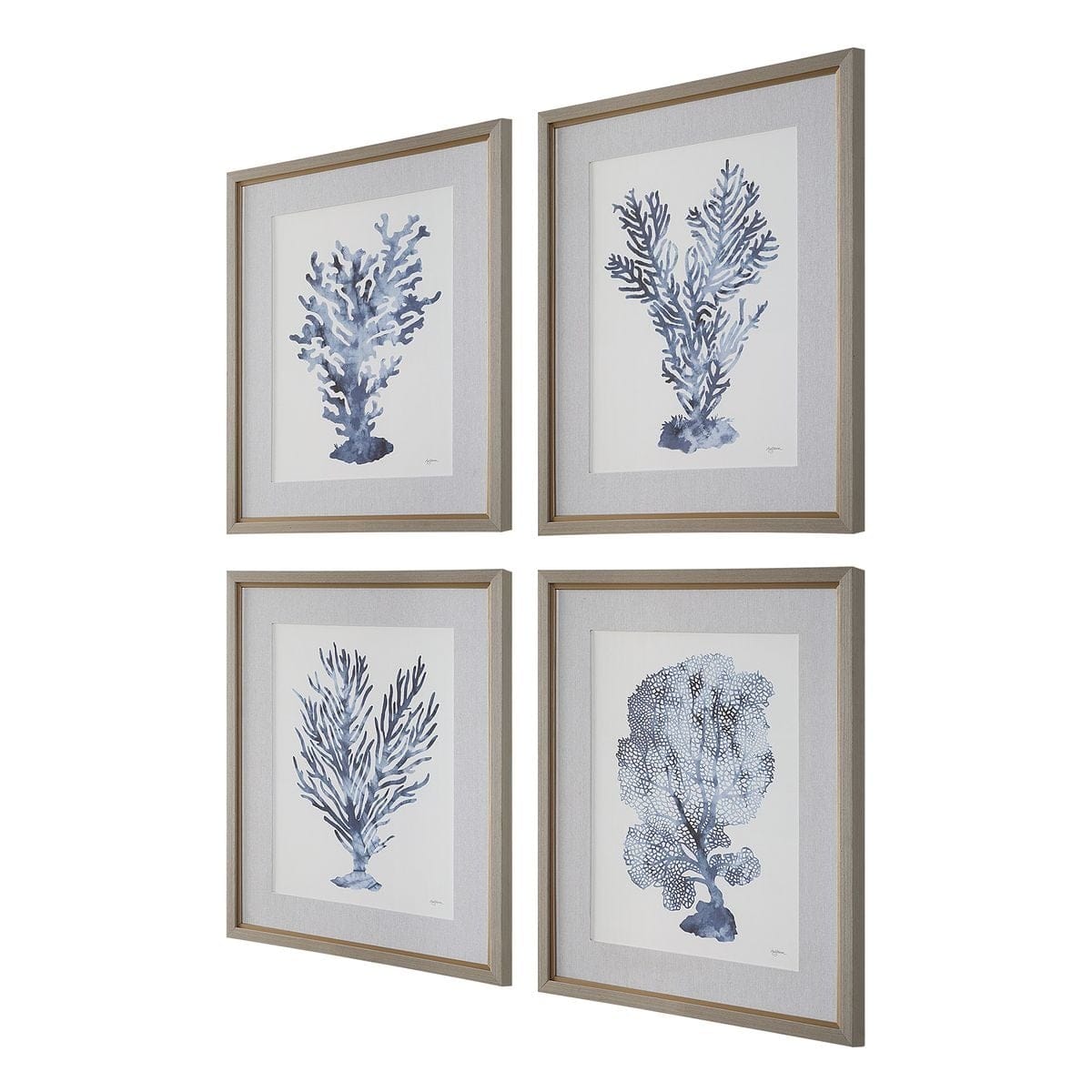 Uttermost Accessories Shibori Coral Framed Prints, Set of 4 House of Isabella UK