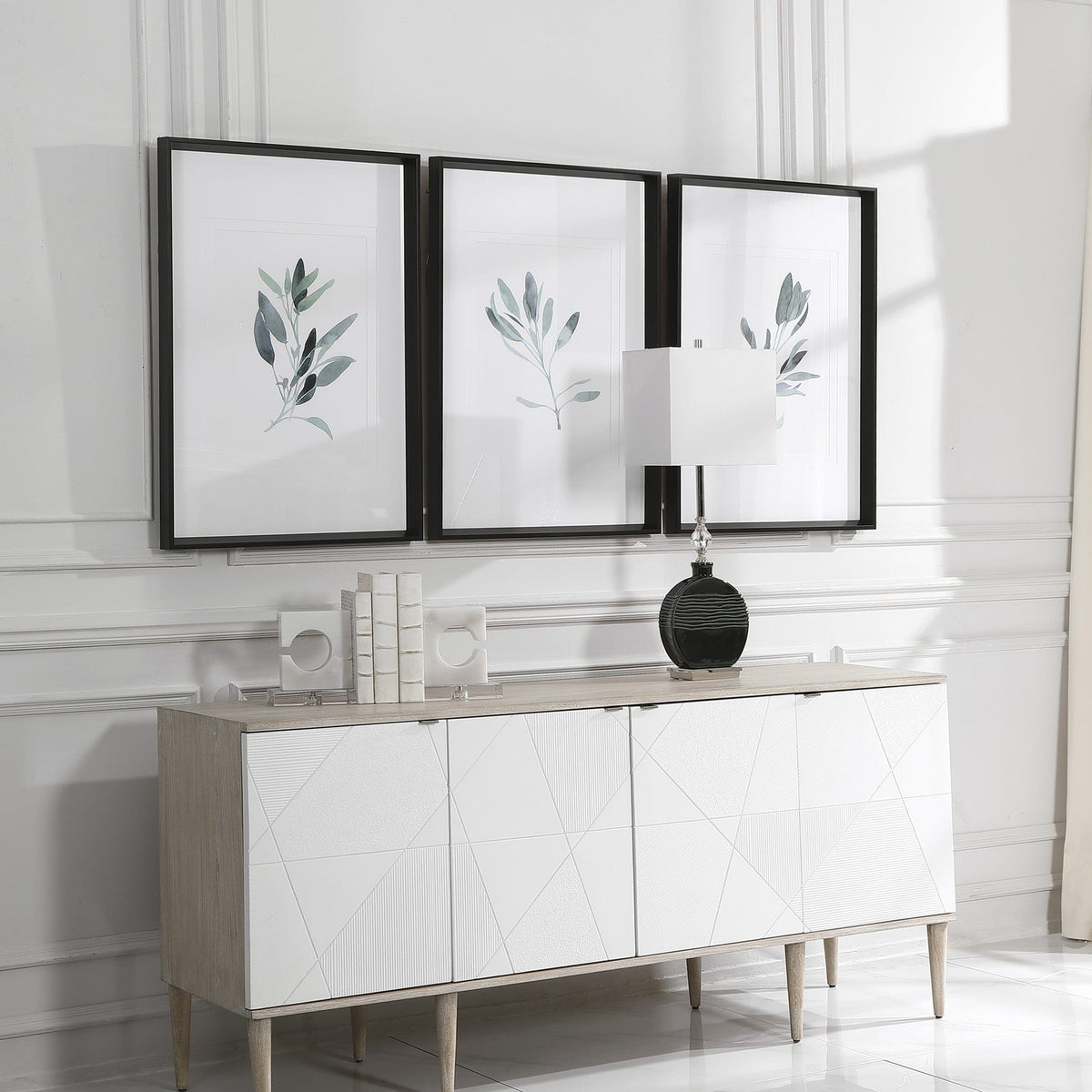 Uttermost Accessories Simple Sage Watercolor Prints, S/3 House of Isabella UK