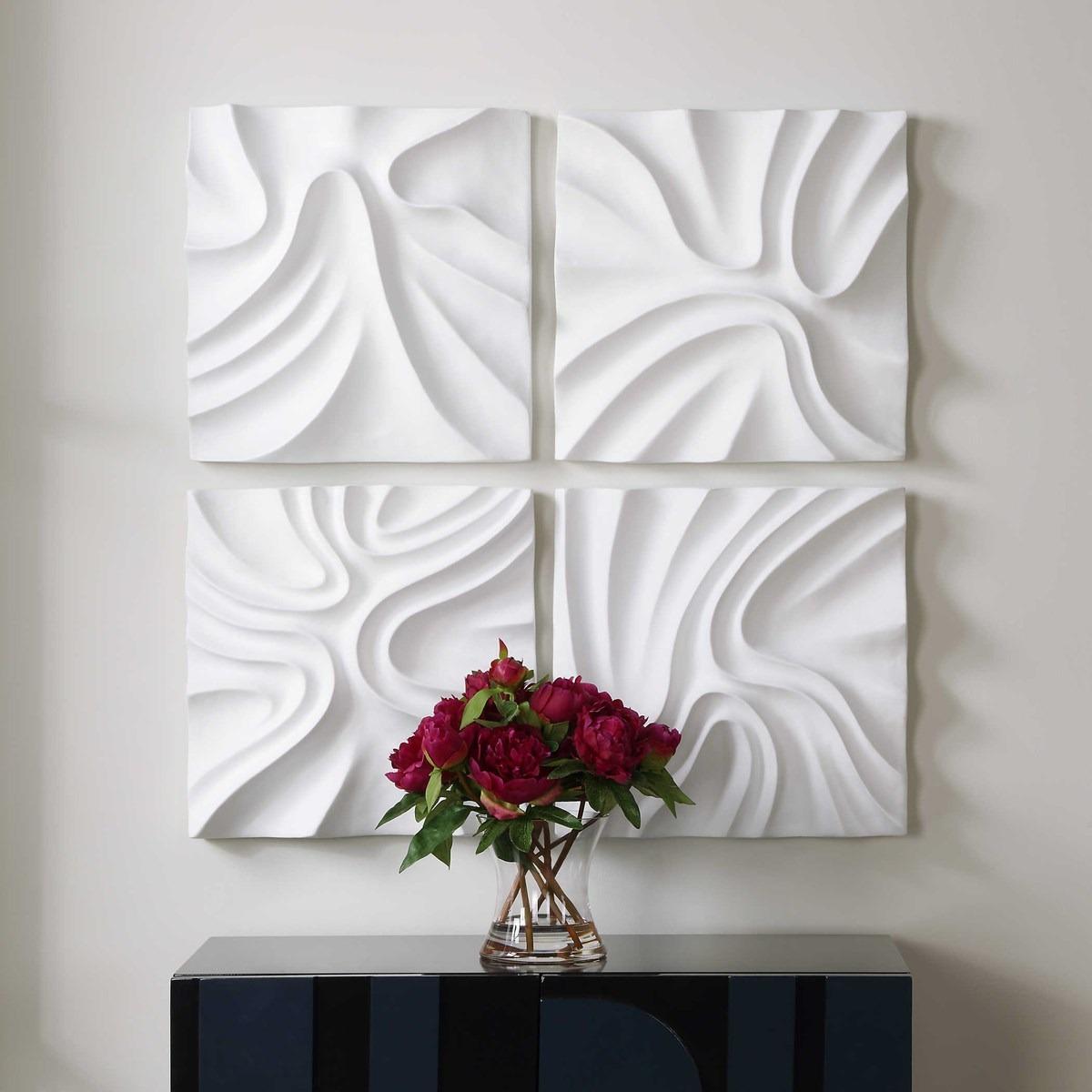 Uttermost Accessories Snowdrift Scultped White Wall Décor, Set of 4 House of Isabella UK