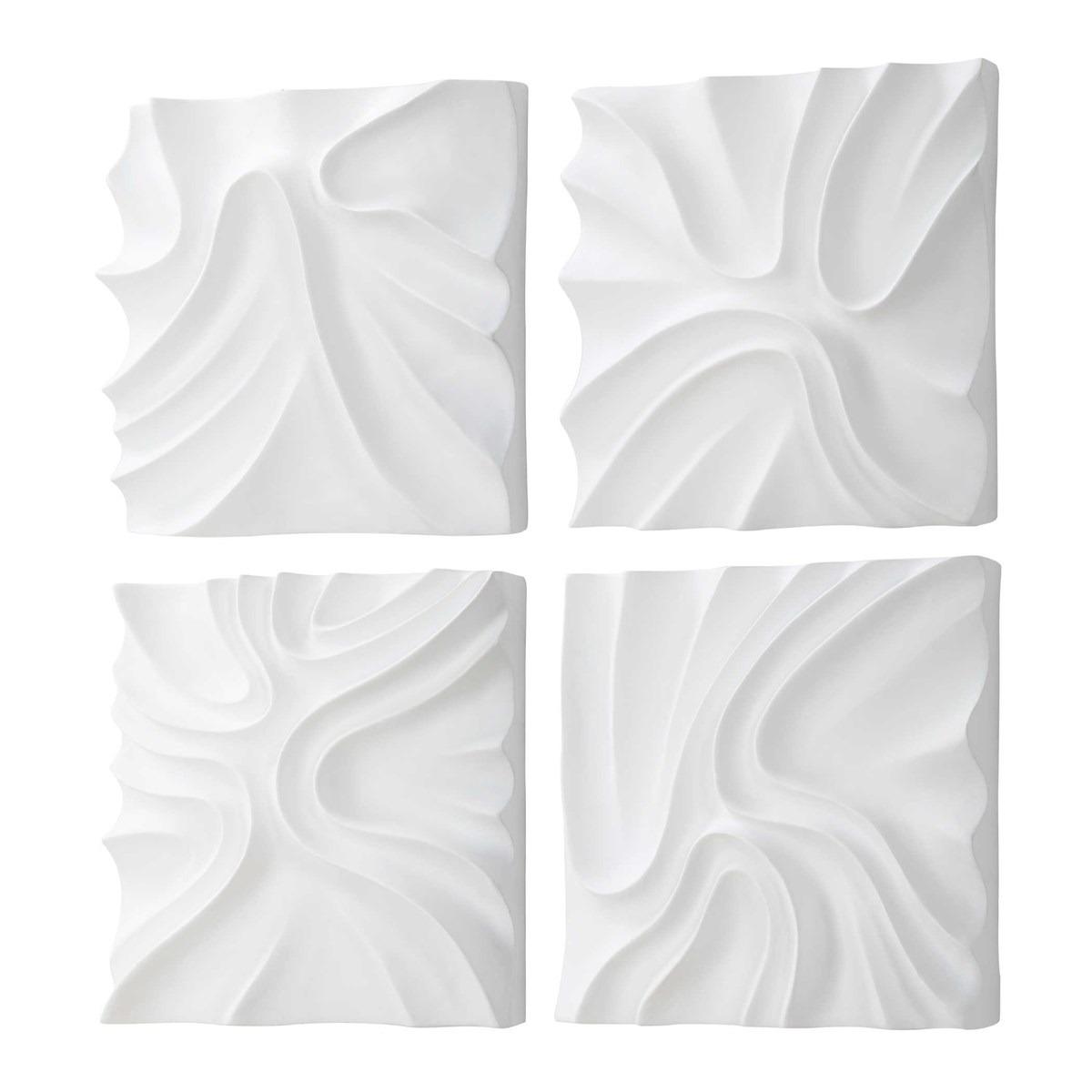 Uttermost Accessories Snowdrift Scultped White Wall Décor, Set of 4 House of Isabella UK