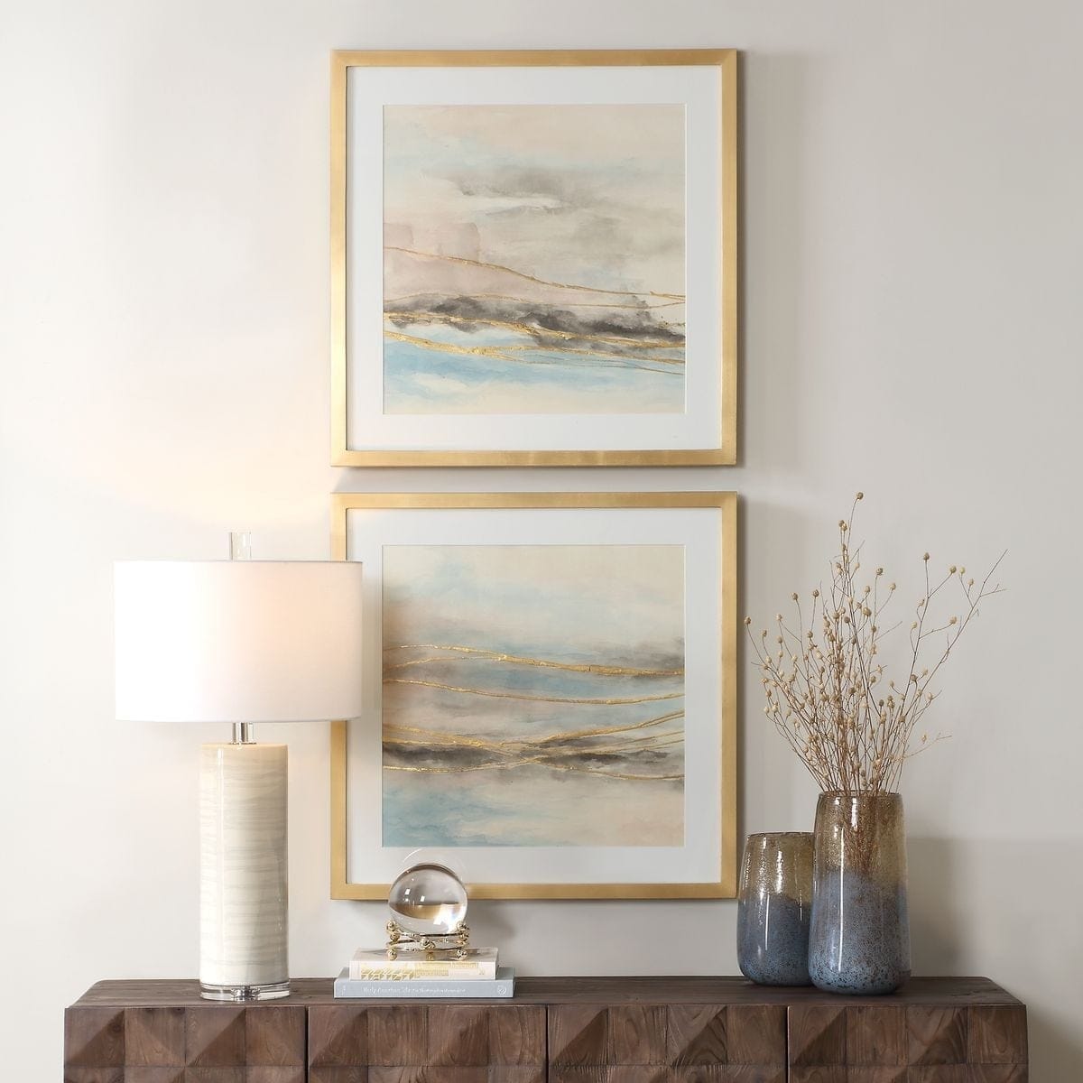 Uttermost Accessories So Golden Abstract Landscape Prints - Set of 2 House of Isabella UK