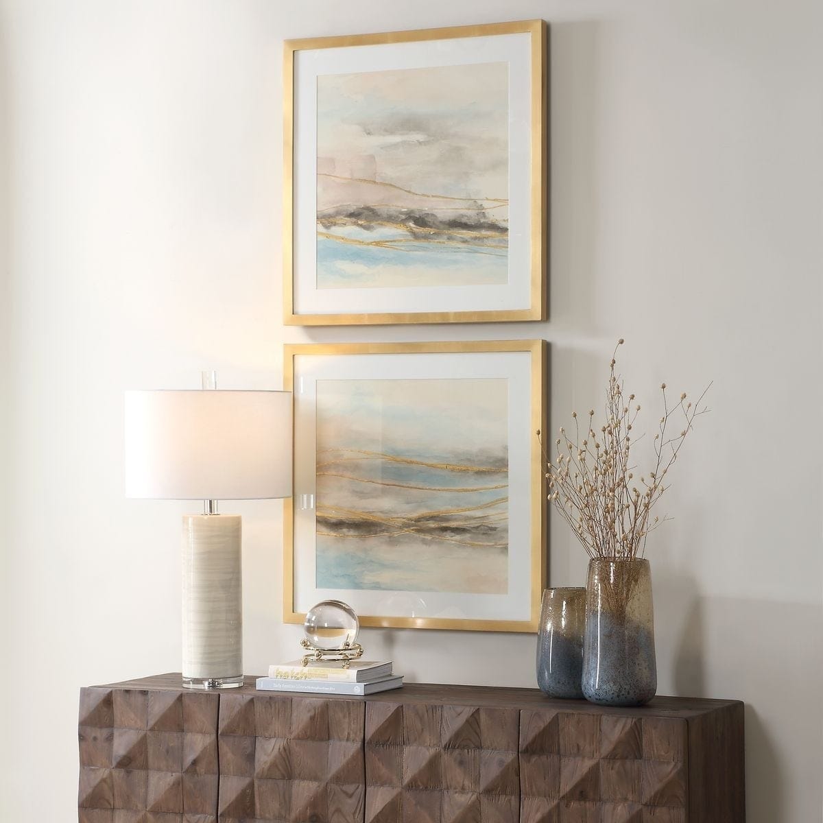 Uttermost Accessories So Golden Abstract Landscape Prints - Set of 2 House of Isabella UK