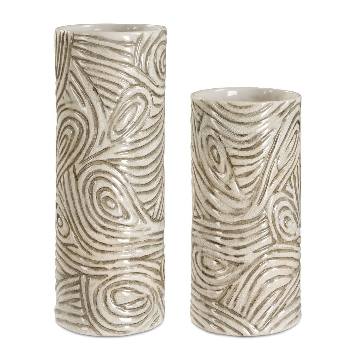 Uttermost Accessories Timber Swirl Earth Tone Vases Set of 2 House of Isabella UK