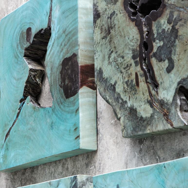 Uttermost Bahati Wood Wall Décor in Blue, Set of 9.