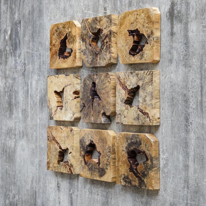 Uttermost Bahati Wood Wall DÃ©cor in Natural, Set of 9.