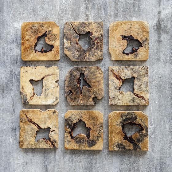 Uttermost Bahati Wood Wall DÃ©cor in Natural, Set of 9.