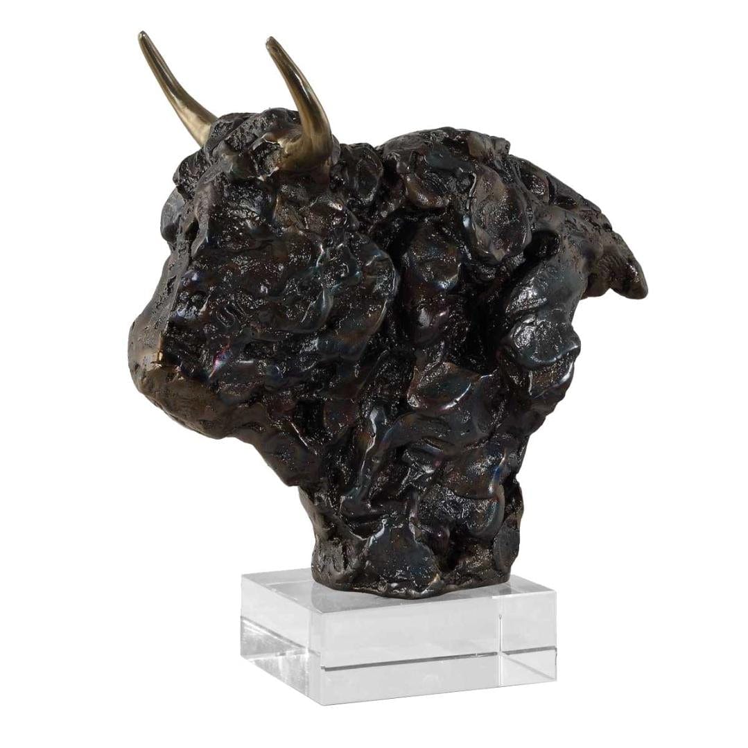 Uttermost Bison Bust Bronze Sculpture.