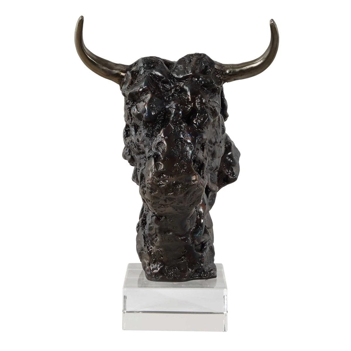Uttermost Bison Bust Bronze Sculpture.
