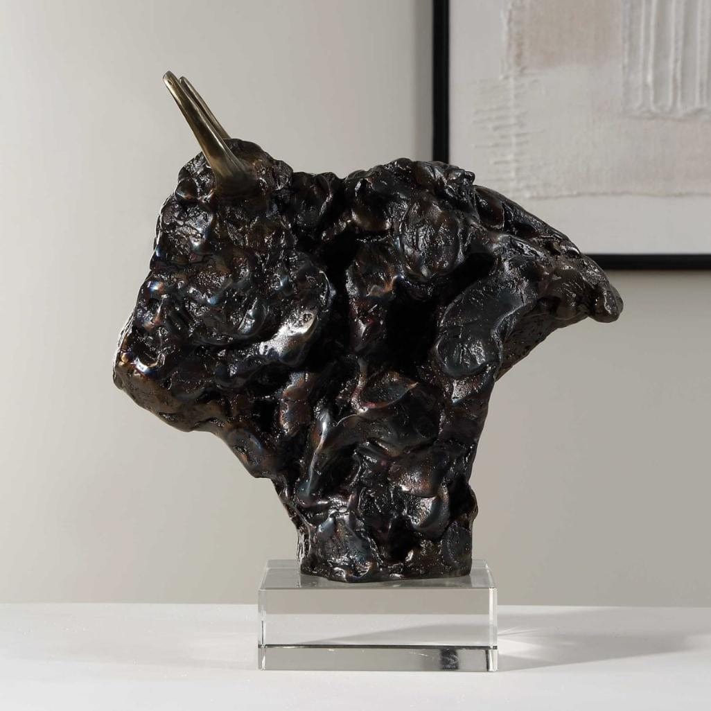 Uttermost Bison Bust Bronze Sculpture.