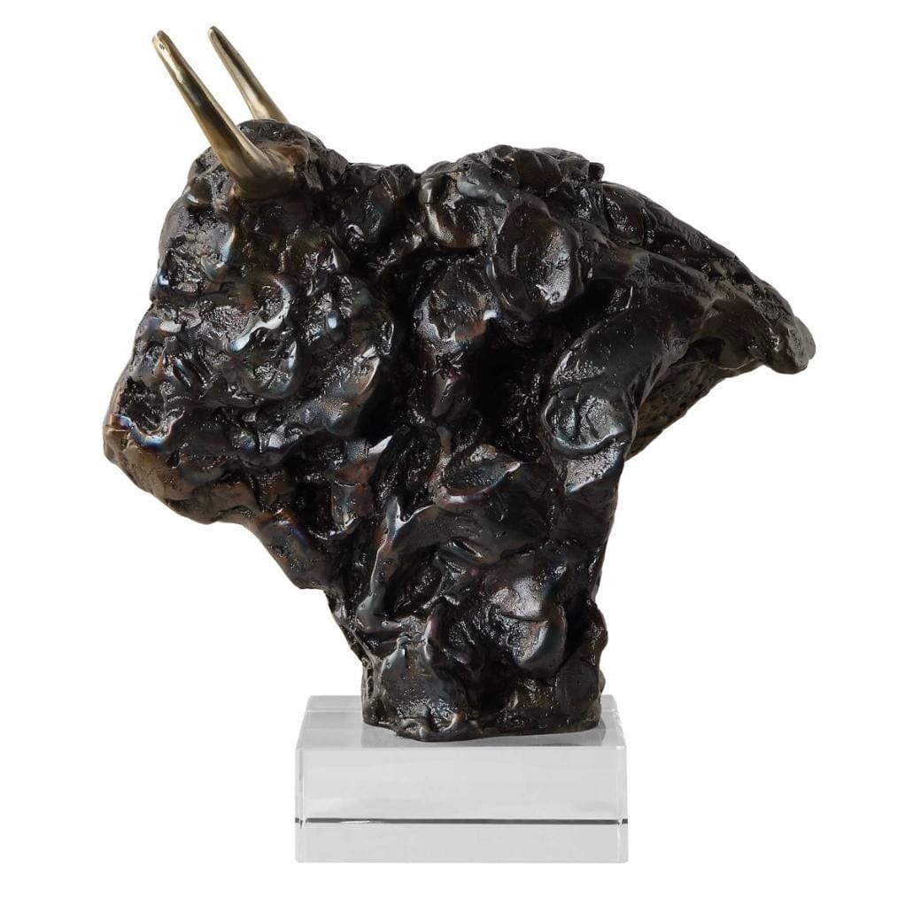 Uttermost Bison Bust Bronze Sculpture.