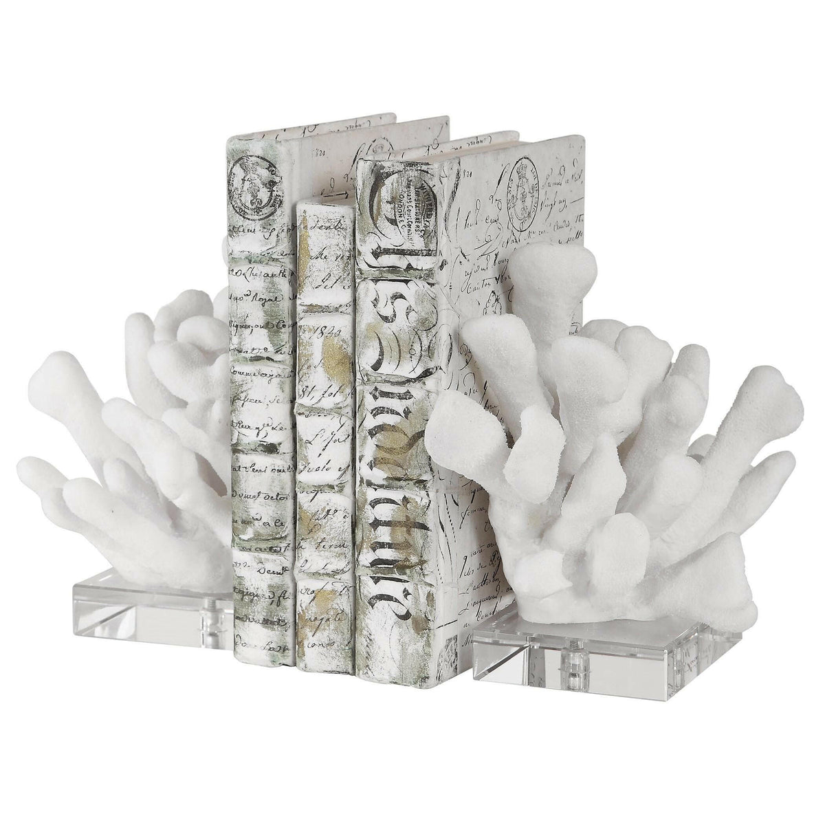 Charbel White Bookends, Set/2.