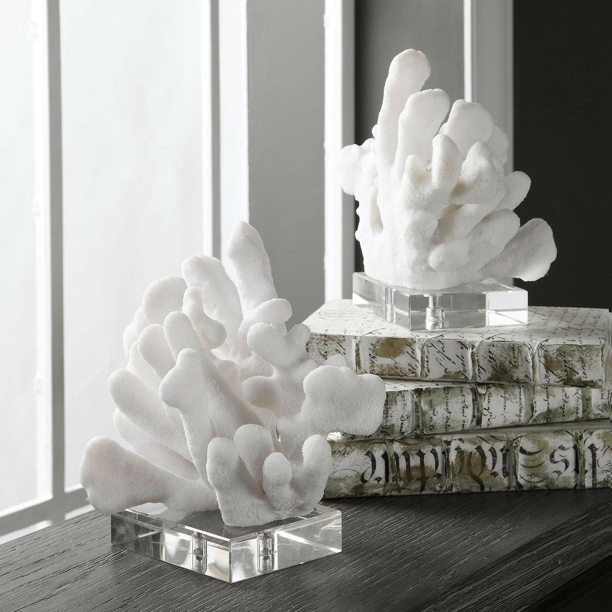Charbel White Bookends, Set/2.