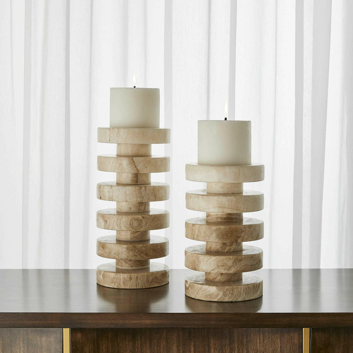 Emora Pillar Candleholders, S/2.