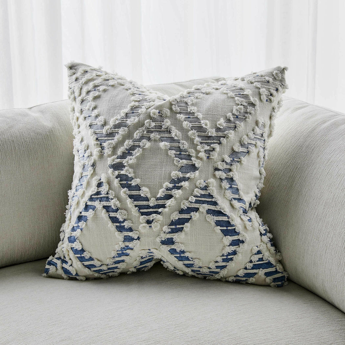 Fringe Element Cushion - Ombre Blue.
