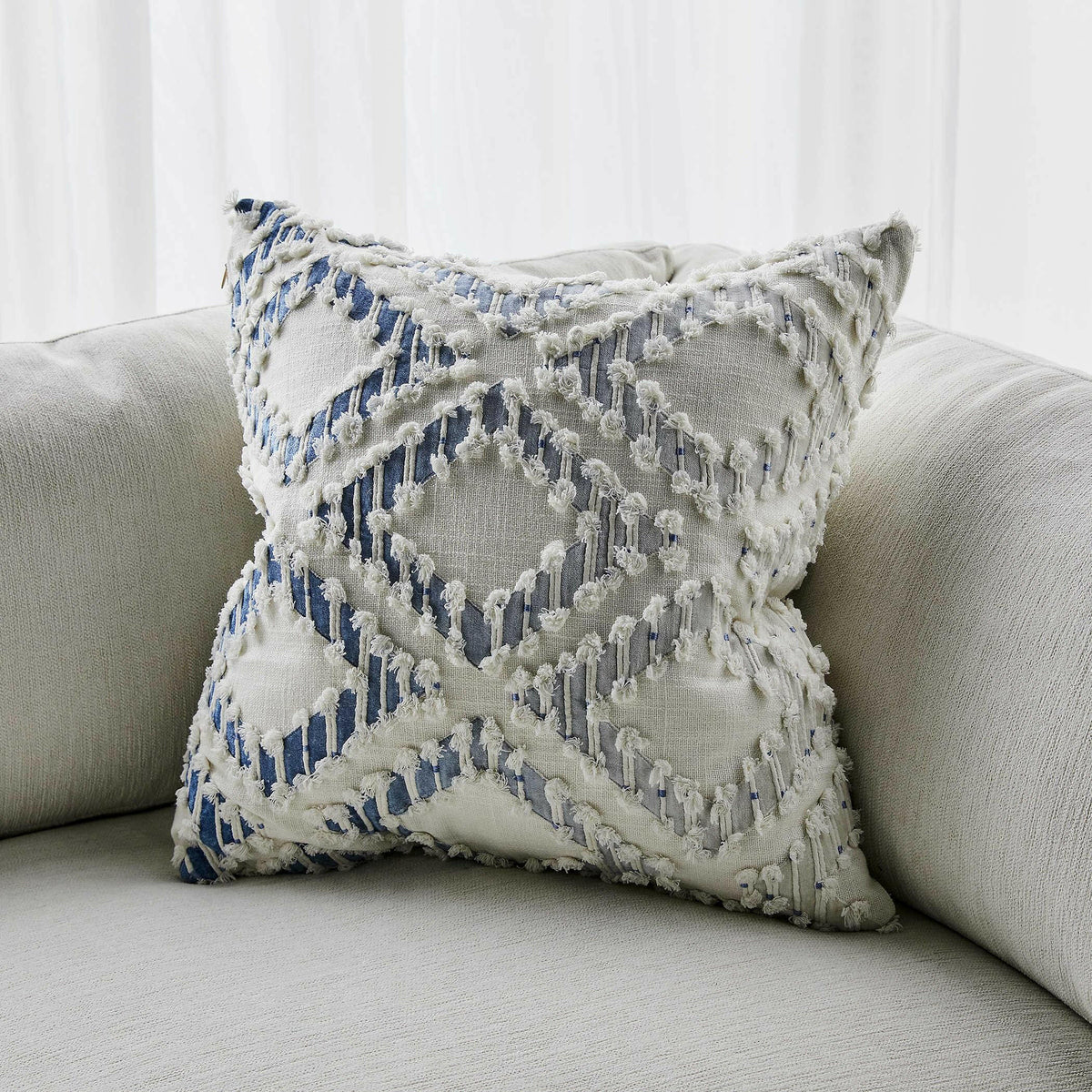Fringe Element Cushion - Ombre Blue.