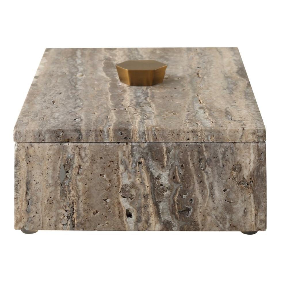 Uttermost Griseus Travertine Stone Box.