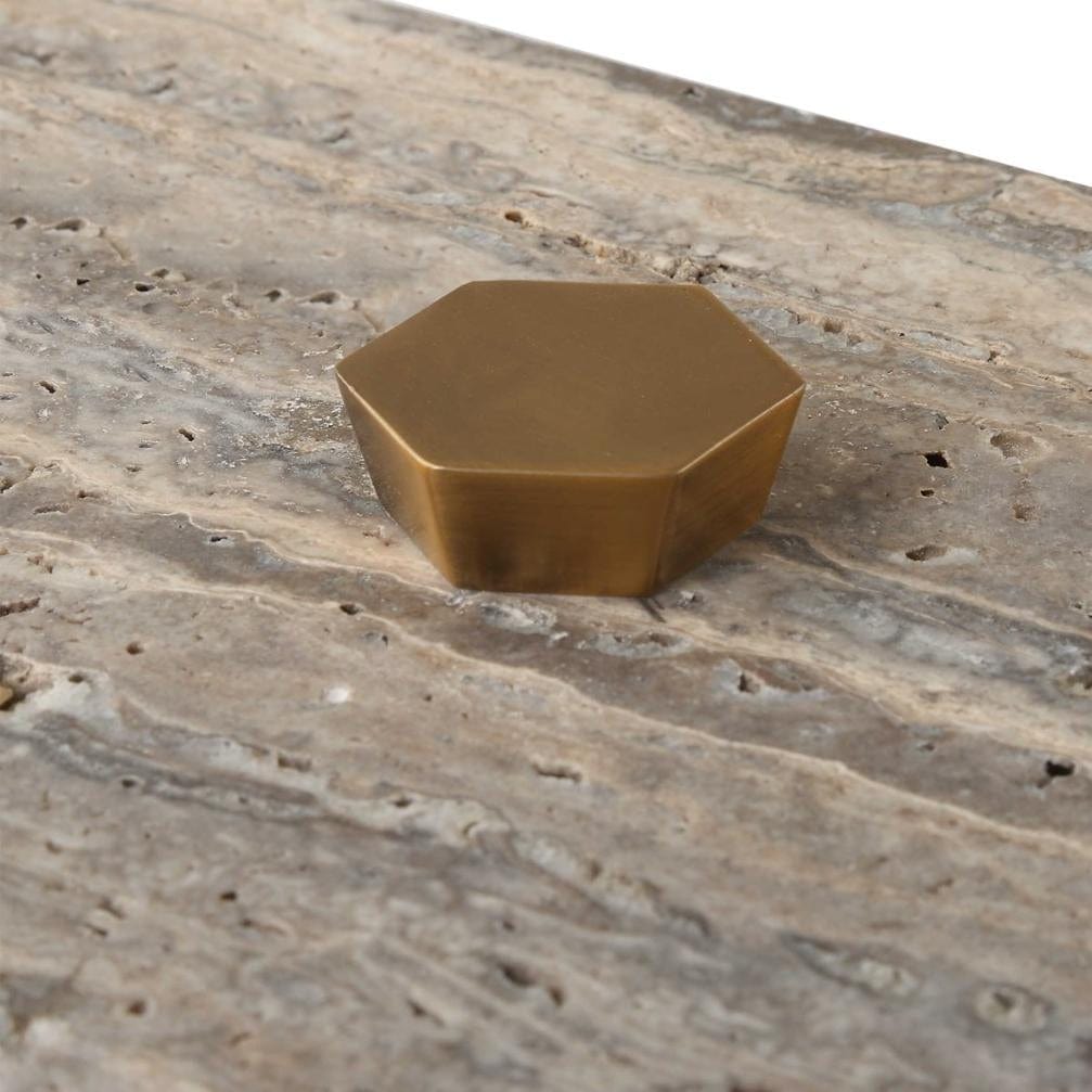 Uttermost Griseus Travertine Stone Box.