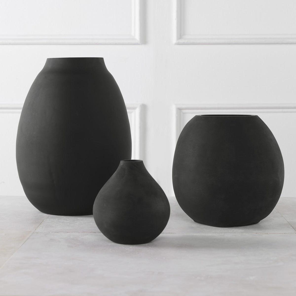 Uttermost Hearth Matte Black Vases, Set/3.