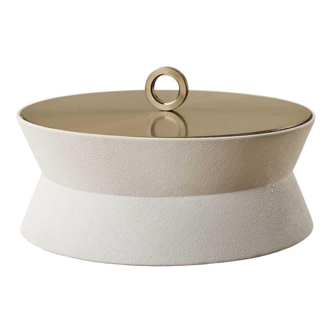 Uttermost Luxe White Shagreen Round Box.