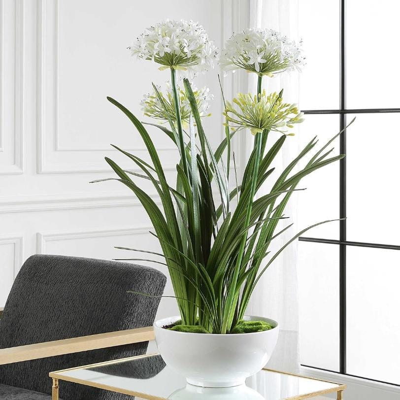 Uttermost Purity Agapanthus Centerpiece.
