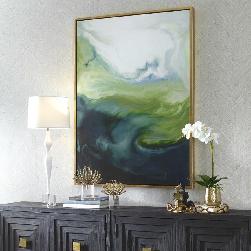 Uttermost Serene Green Framed Abstract Art.