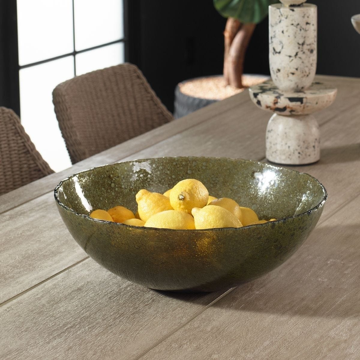 Uttermost Accessories Veridian Shimmer Earthy Glass Bowl House of Isabella UK