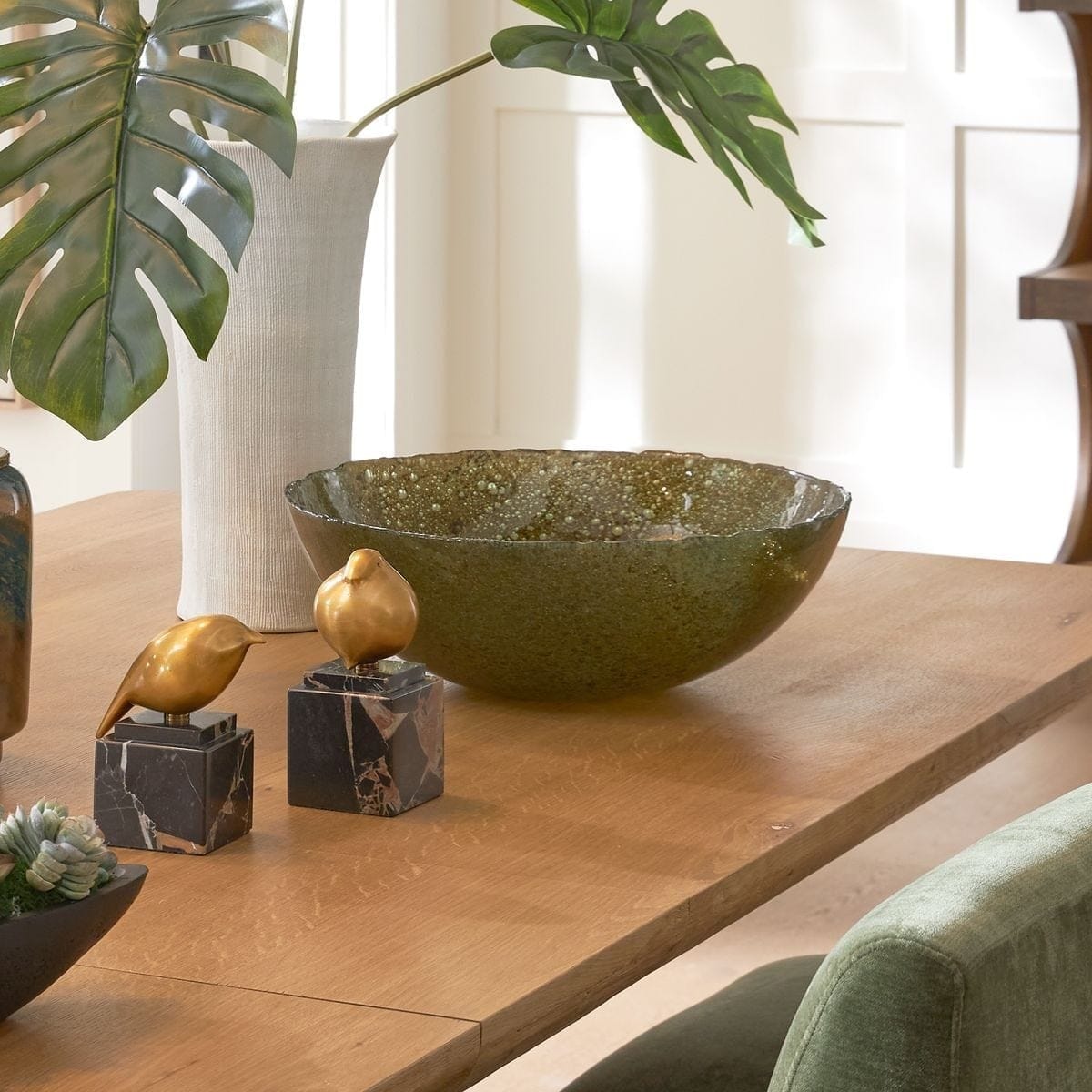 Uttermost Accessories Veridian Shimmer Earthy Glass Bowl House of Isabella UK