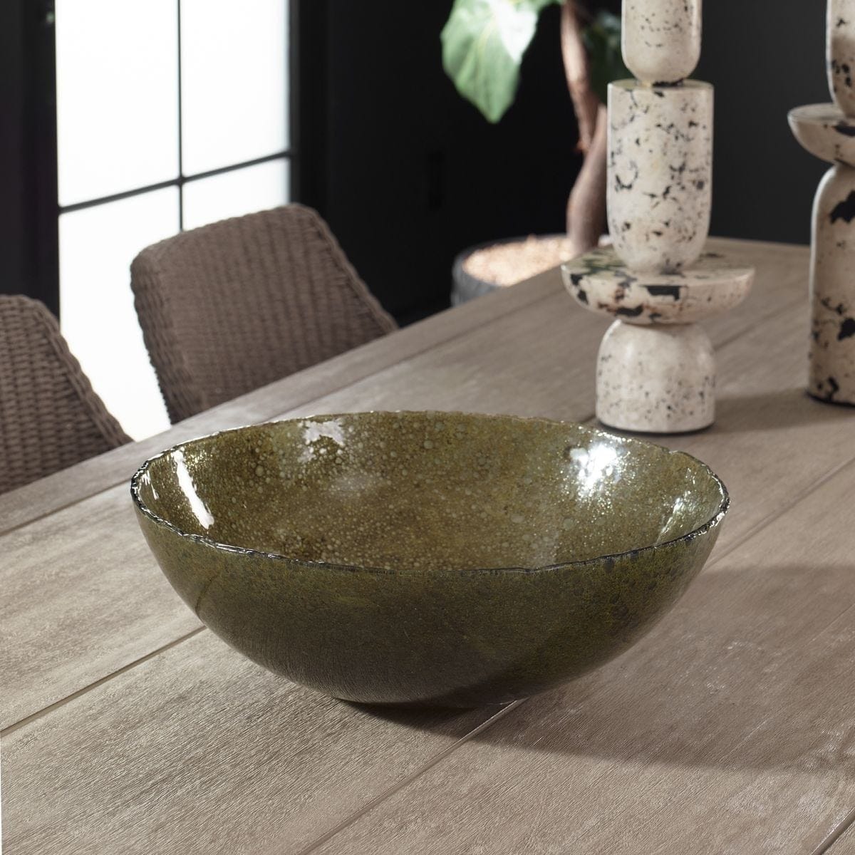 Uttermost Accessories Veridian Shimmer Earthy Glass Bowl House of Isabella UK