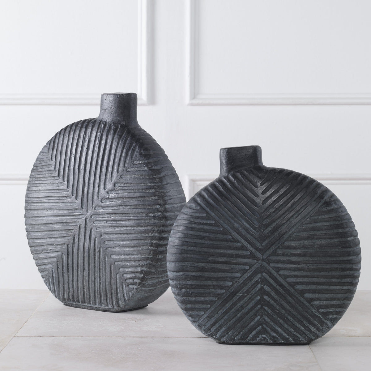 Uttermost Accessories Viewpoint Aged Black Vases, Set/2 House of Isabella UK
