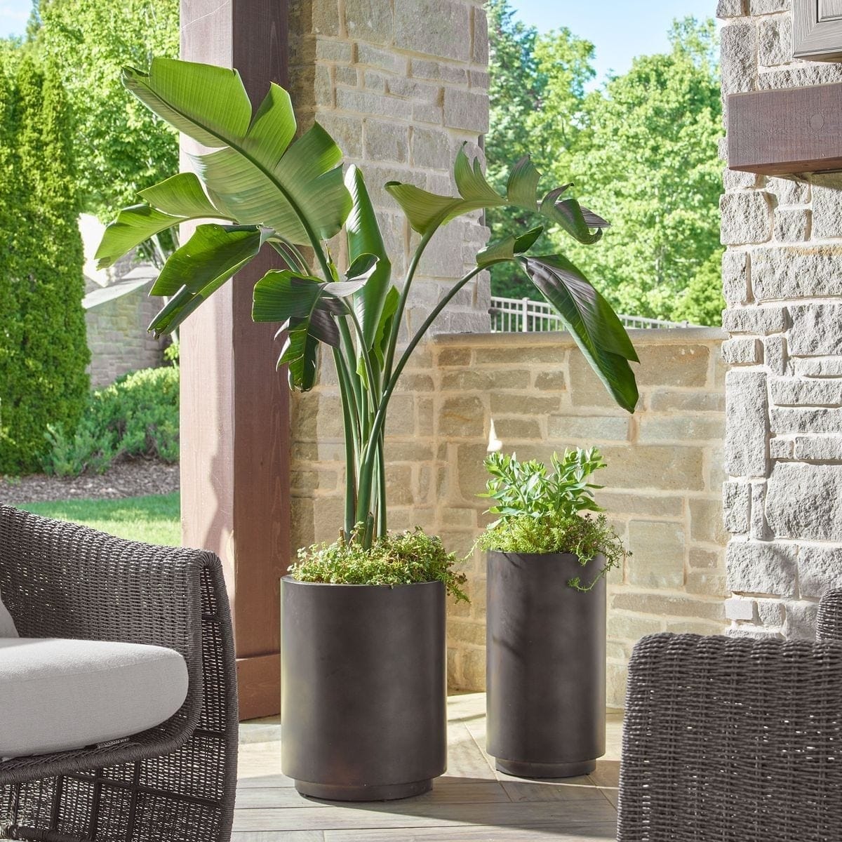 Uttermost Accessories Volcan Matte Bronze Outdoor Planters Set of 2 House of Isabella UK
