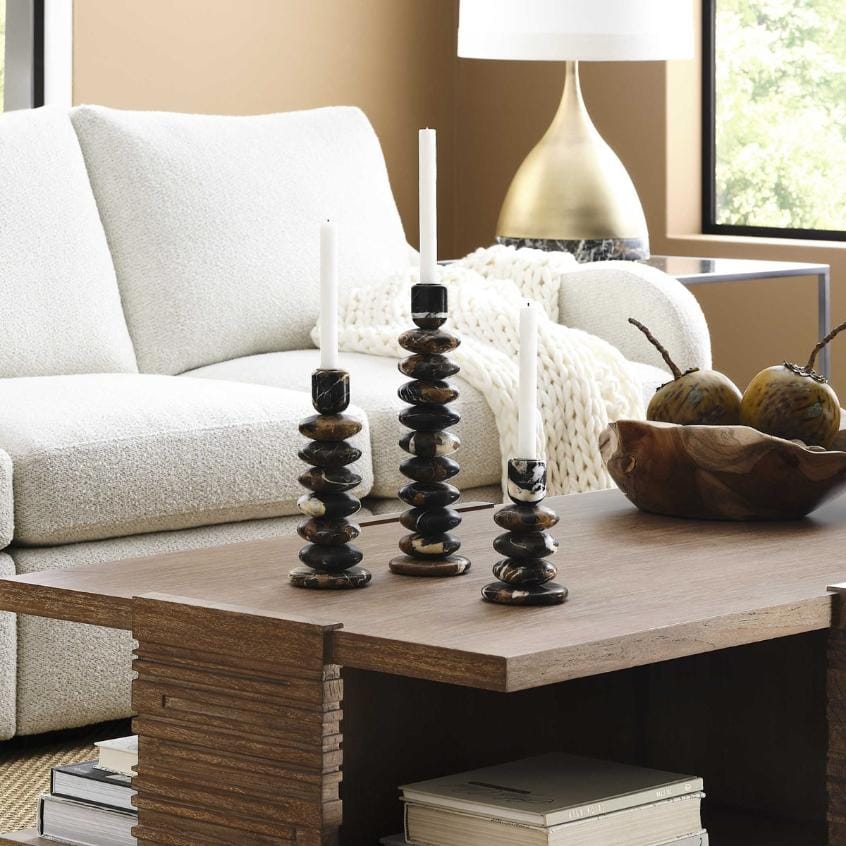 Uttermost Accessories Washed Stones Candleholders, Set of 3 House of Isabella UK