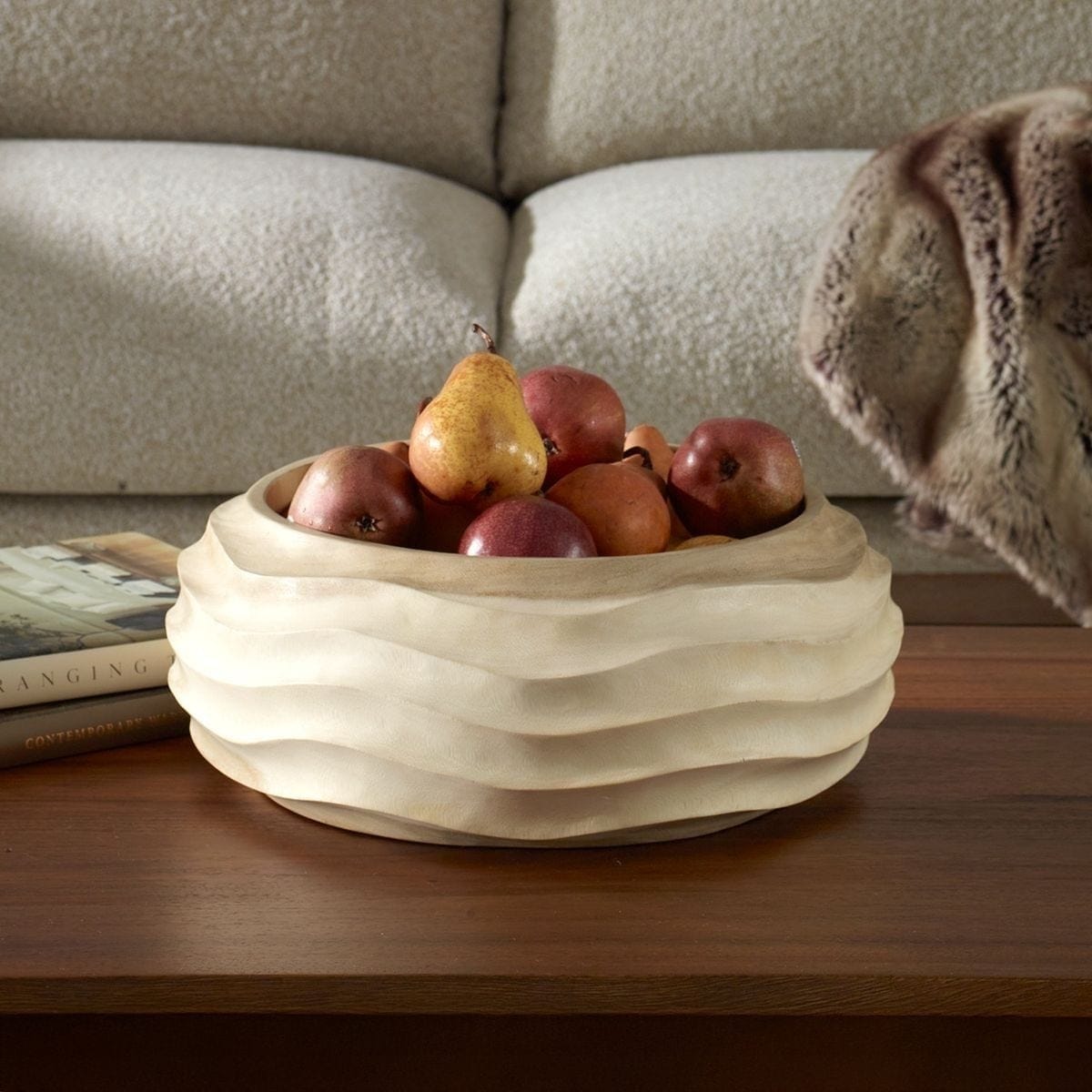 Uttermost Accessories Waveform Bleached Wood Bowl House of Isabella UK