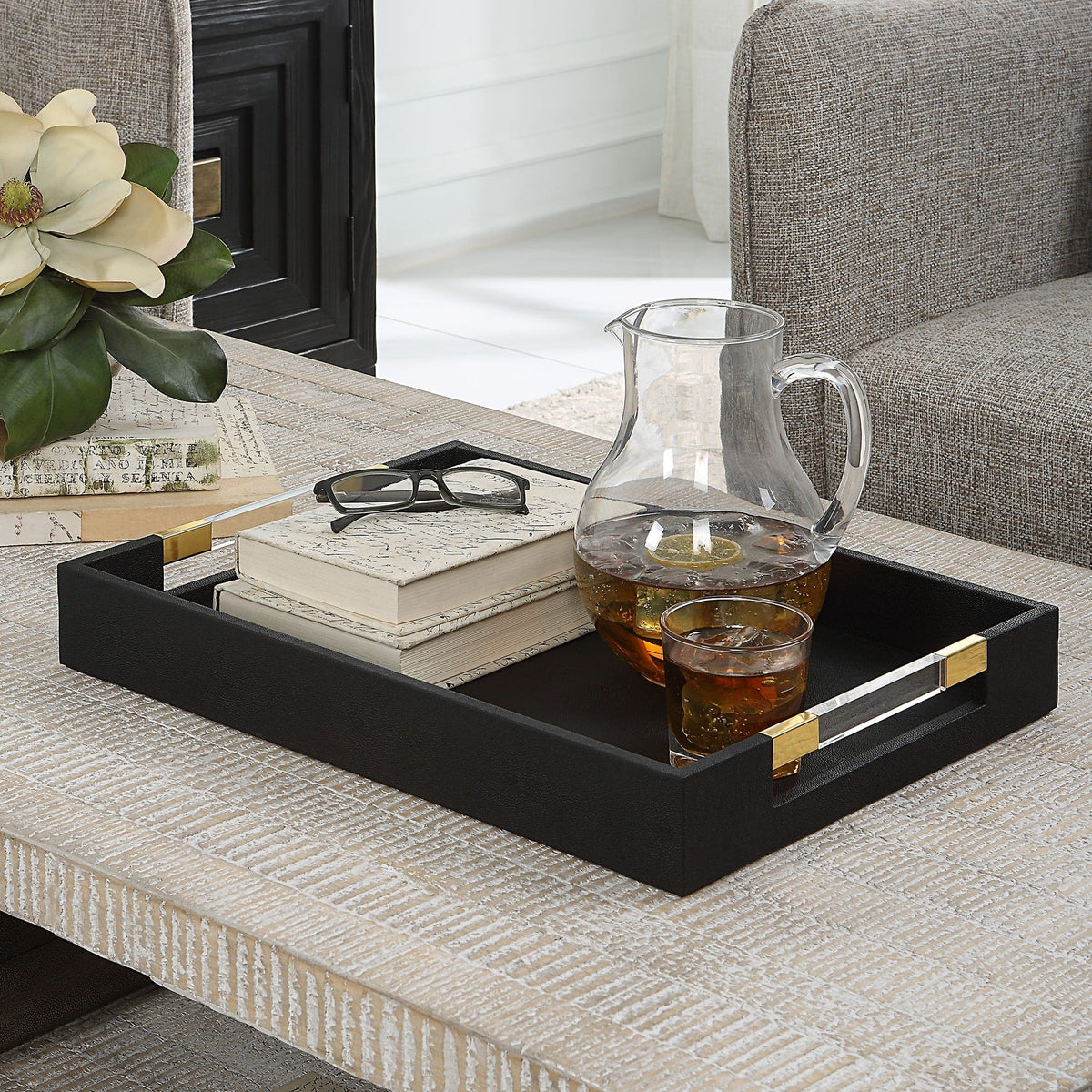 Uttermost Accessories Wessex Black Shagreen Tray House of Isabella UK